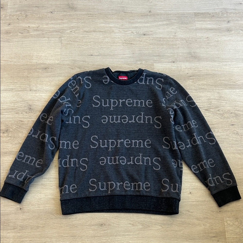 Supreme Black and Gray Crewneck Sweater